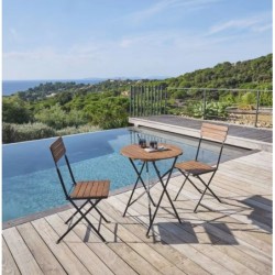 Table de jardin ronde en acacia massif,Table d'extérieur