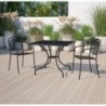 Table de patio carrée noire noire en acier avec trou pour parasol