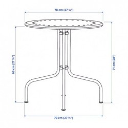 Table, extérieur, gris, 70 cm