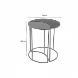 Table d'appoint en métal laqué bleu pétrole et doré