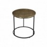 Table d'appoint ronde en laiton frappé et métal noir D45 cm