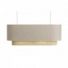 Abat-jour pour suspension double en lin beige et cannage rotin naturel