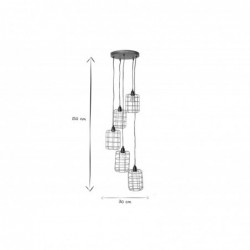 Suspension industrielle 5 lampes étagées en métal patiné effet vieilli L30 cm