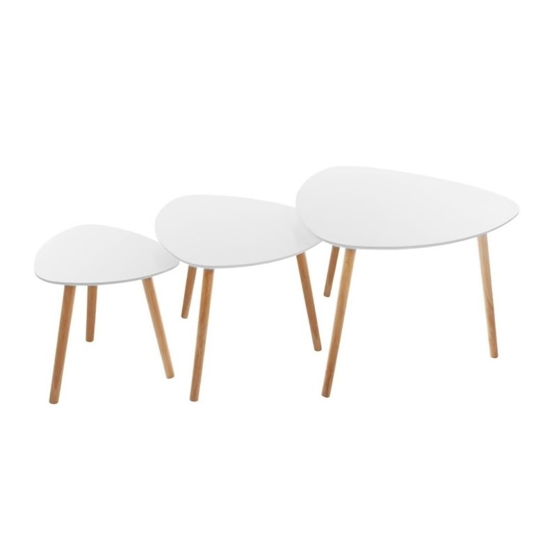 Tables gigognes "Mileo" Blanc, L.34/46/60 cm