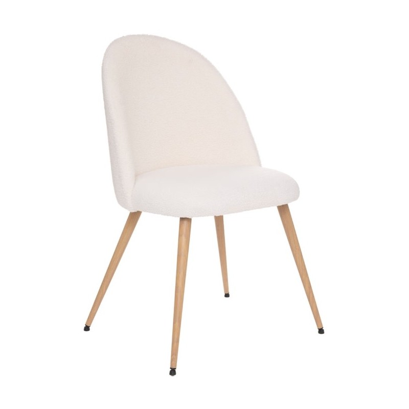 Chaise "Slano", pieds imitation hêtre Bouclette, Blanc