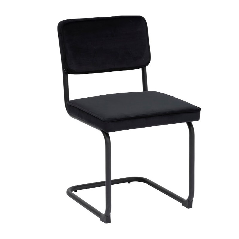 Chaise "Sersi", pieds acier Velours noir