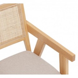 Fauteuil de table "Kolia" Hévéa naturel, Cannage