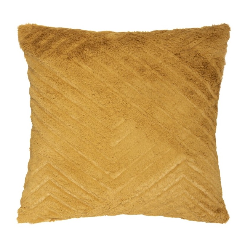 Coussin effet fourrure Jaune moutarde, 45x45 cm