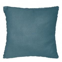 Coussin effet fourrure Bleu canard, 45x45 cm