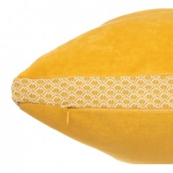 Coussin "Otto", velours Jaune moutarde, 55x55 cm