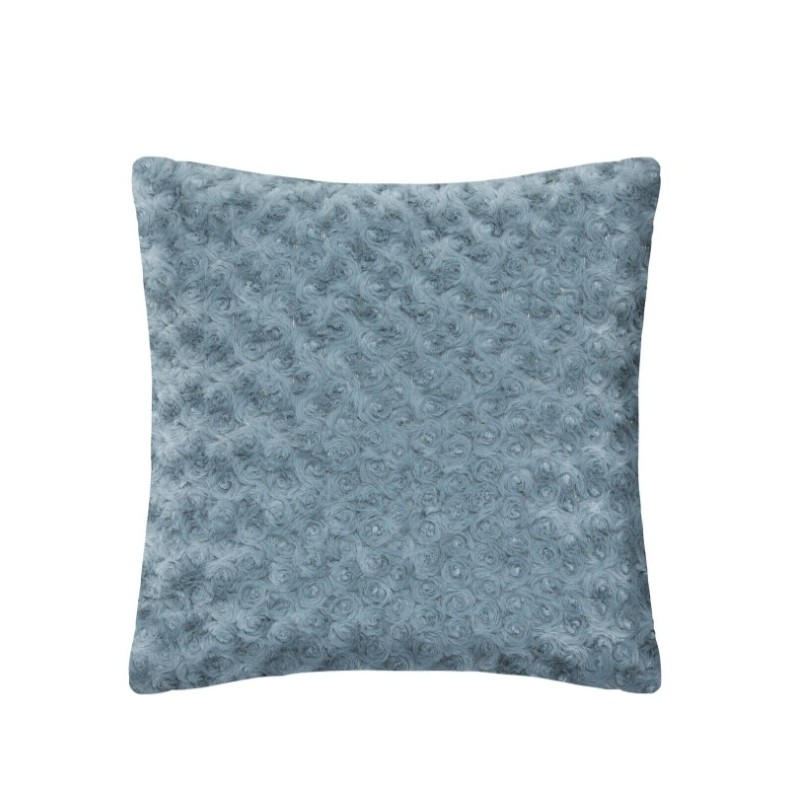 Coussin fourrure bouclé Bleu orage, 45x45 cm