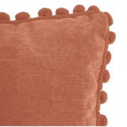 Coussin pompons Rose terracotta, 40x40 cm