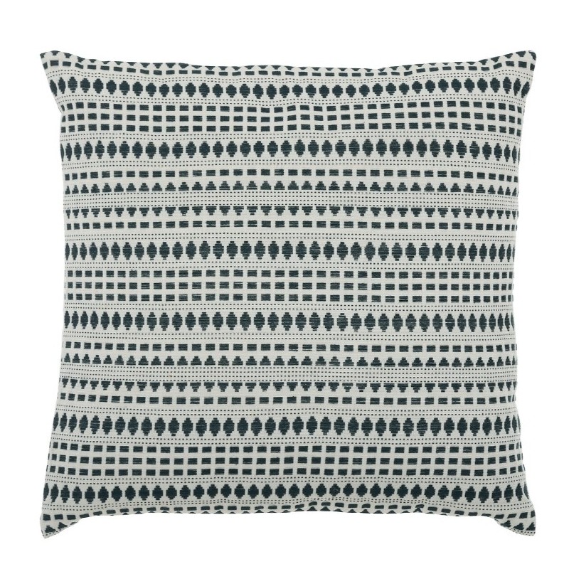 Coussin motifs jacquard "Micah" Bleu égéen, 38x38 cm