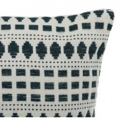 Coussin motifs jacquard "Micah" Bleu égéen, 38x38 cm