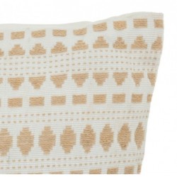 Coussin motifs jacquard "Micah" Beige Lin, 38x38 cm