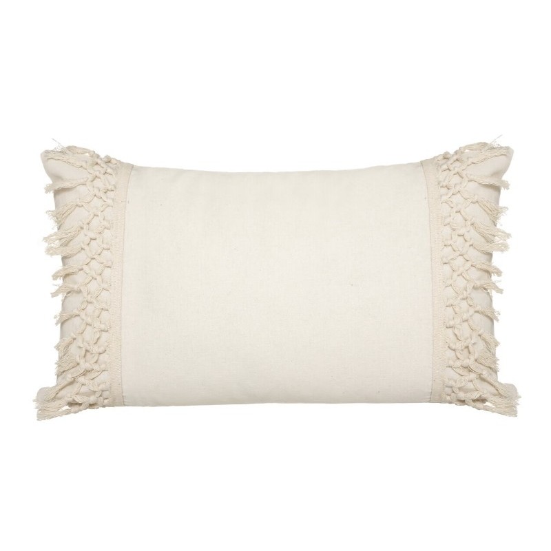 Coussin macramé Blanc ivoire, 30x50 cm