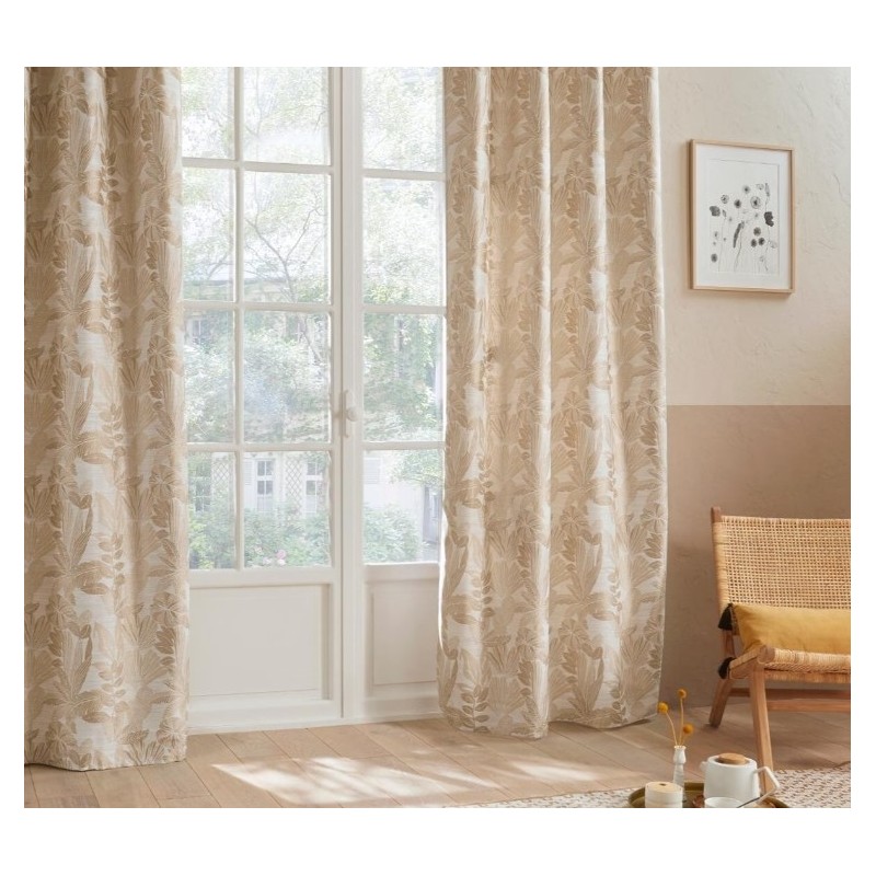 Rideau "Bejuco", motifs jacquard Beige, 140x260 cm