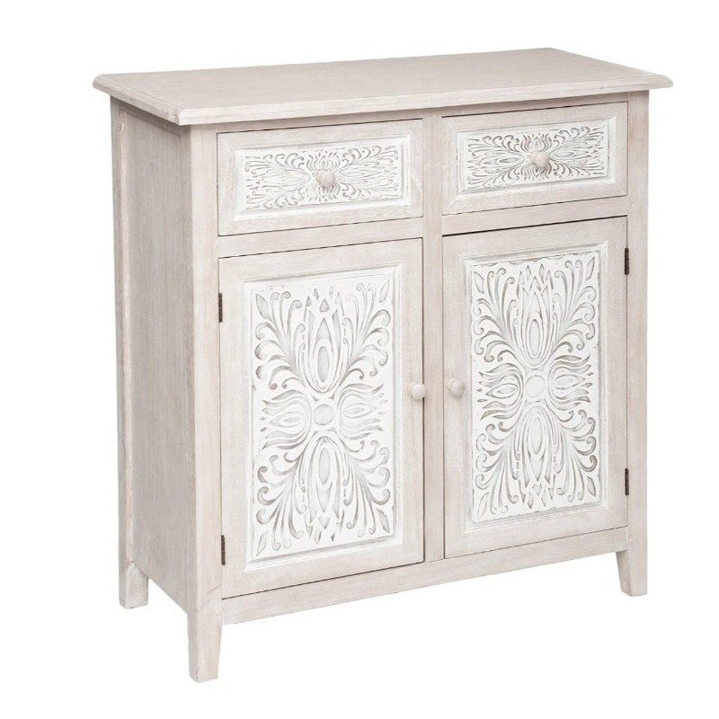 Buffet 2 portes  Bois blanchi, 80x85 cm