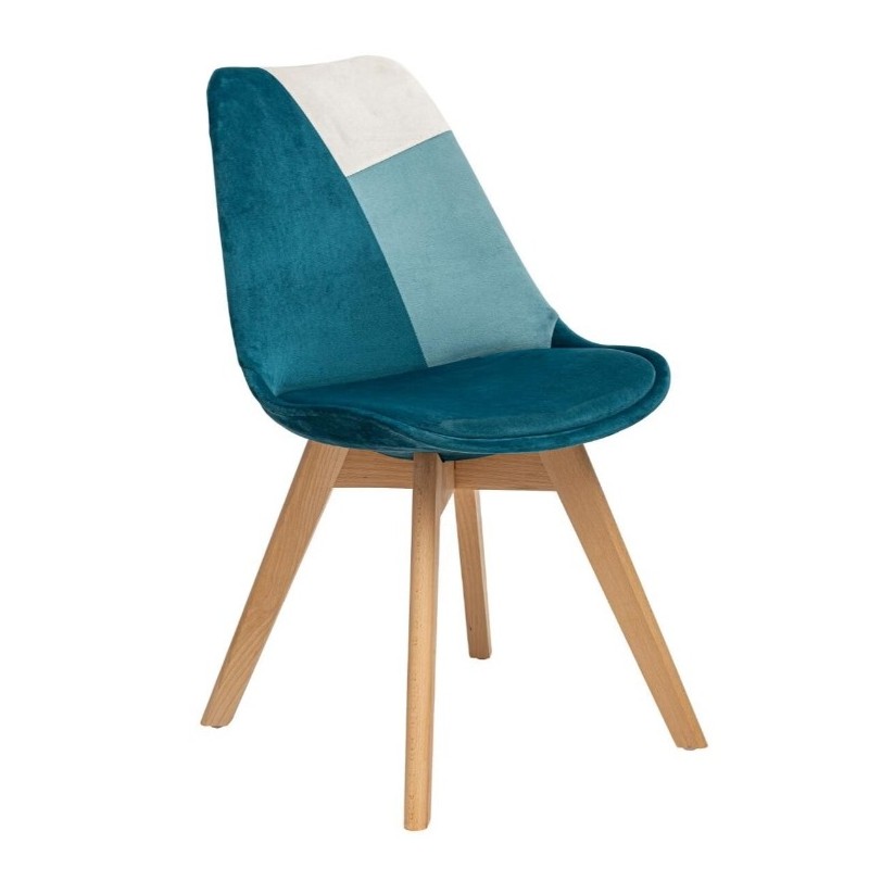 Chaise "Baya", pieds hêtre
Patchwork bleu canard