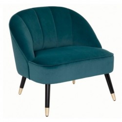 Fauteuil Velours, Bleu canard