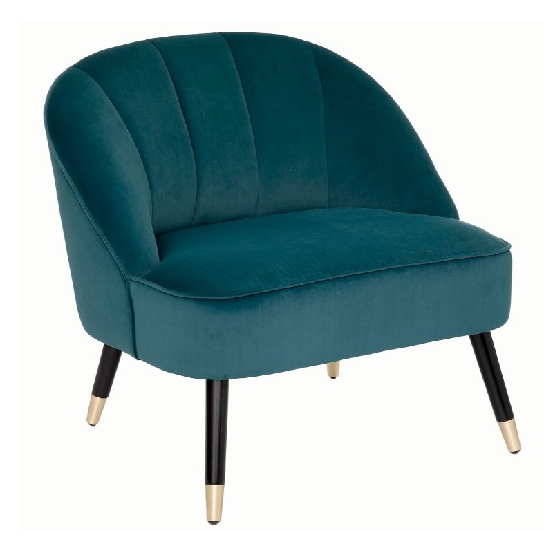 Fauteuil Velours, Bleu canard