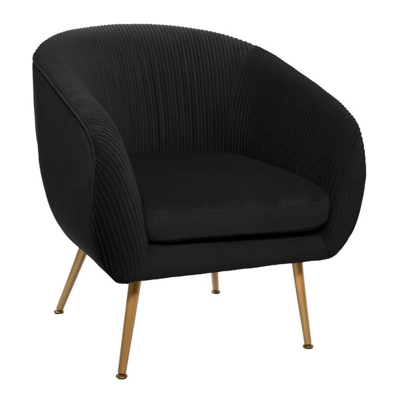 Fauteuil Velours plissé, Noir