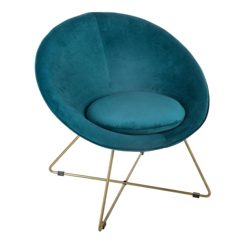 Fauteuil "Evan" Velours, Bleu canard