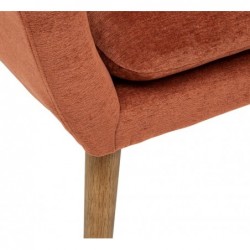 Fauteuil Velours, pieds en hévéa, ambre