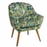 Fauteuil "Sango" Velours vert, motifs jungle