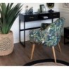 Fauteuil "Sango" Velours vert, motifs jungle