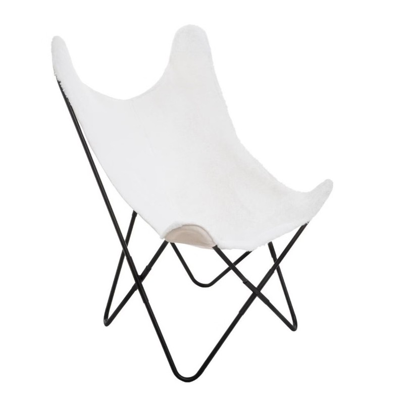 Fauteuil "Oslo" Blanc, Façon fourrure