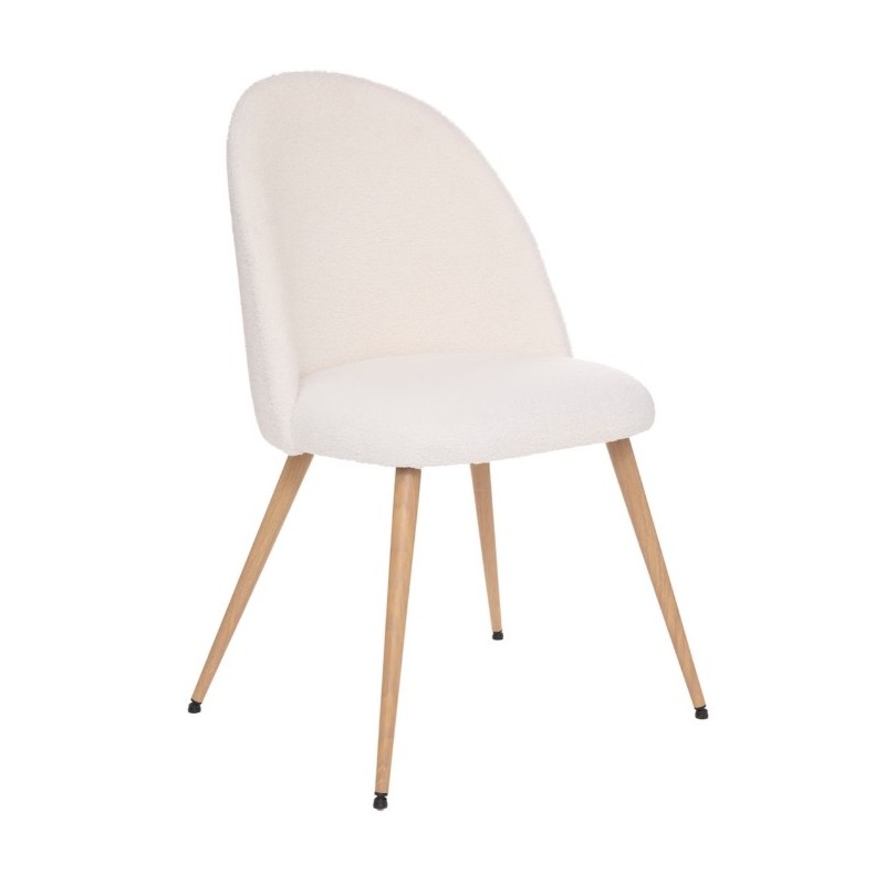 Chaise "Slano", pieds imitation hêtre Bouclette, Blanc