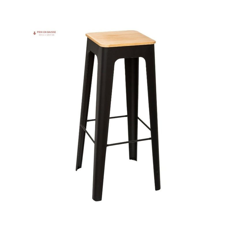 Tabouret de bar "Loga" noir
Métal et bois, Noir